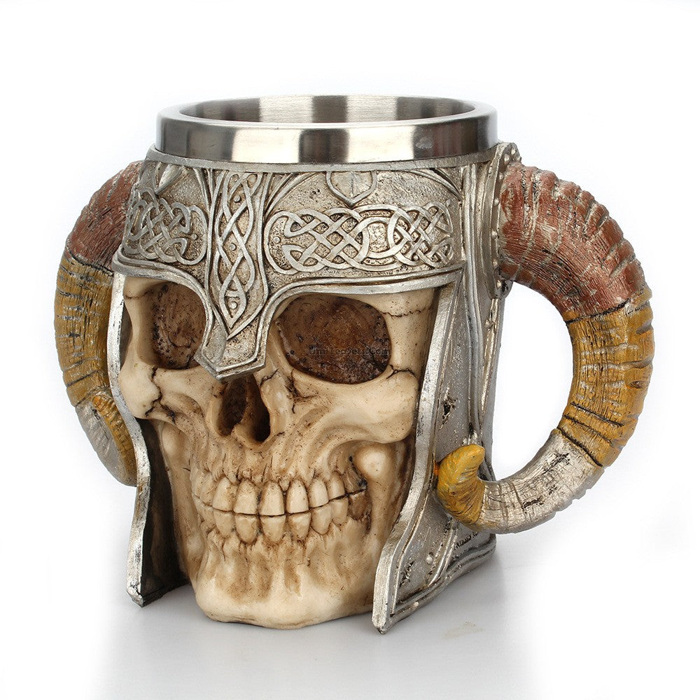 Viking Skull Mug Stainless Steel Double Wall 550ml