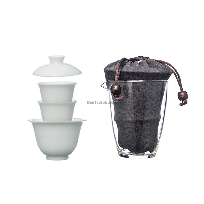 Travel Tea Set Gaiwan Porcelain with Bag – 7-Piece Portable