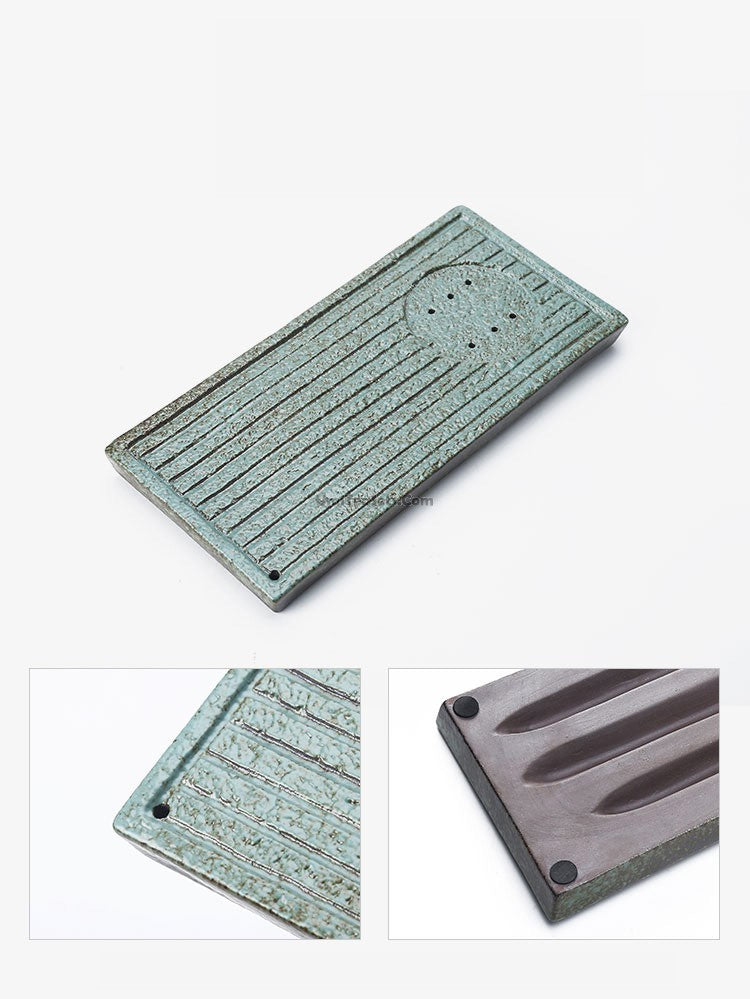 Wabi-Sabi Coarse Pottery Tea Set for 4 with Tray