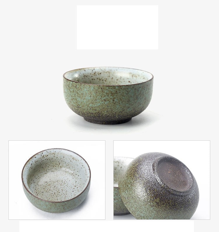 Wabi-Sabi Coarse Pottery Tea Set for 4 with Tray