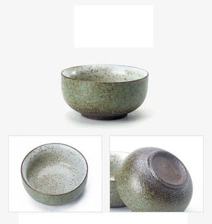 Wabi-Sabi Coarse Pottery Tea Set for 4 with Tray