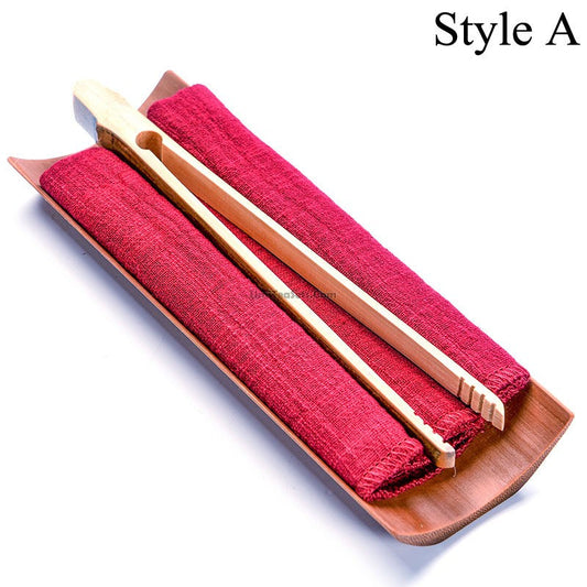 Bamboo Cha He Tea Holder With Towel Clip Spoon 6 Styles