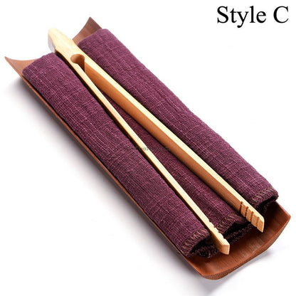 Bamboo Cha He Tea Holder With Towel Clip Spoon 6 Styles