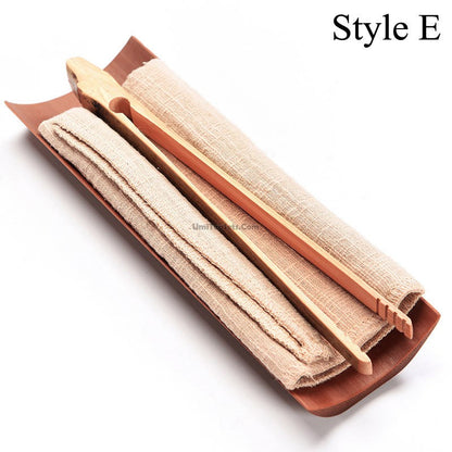 Bamboo Cha He Tea Holder With Towel Clip Spoon 6 Styles