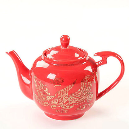 Wedding Tea Set Porcelain Teapot 4 Gaiwan Dragon Happiness Tray