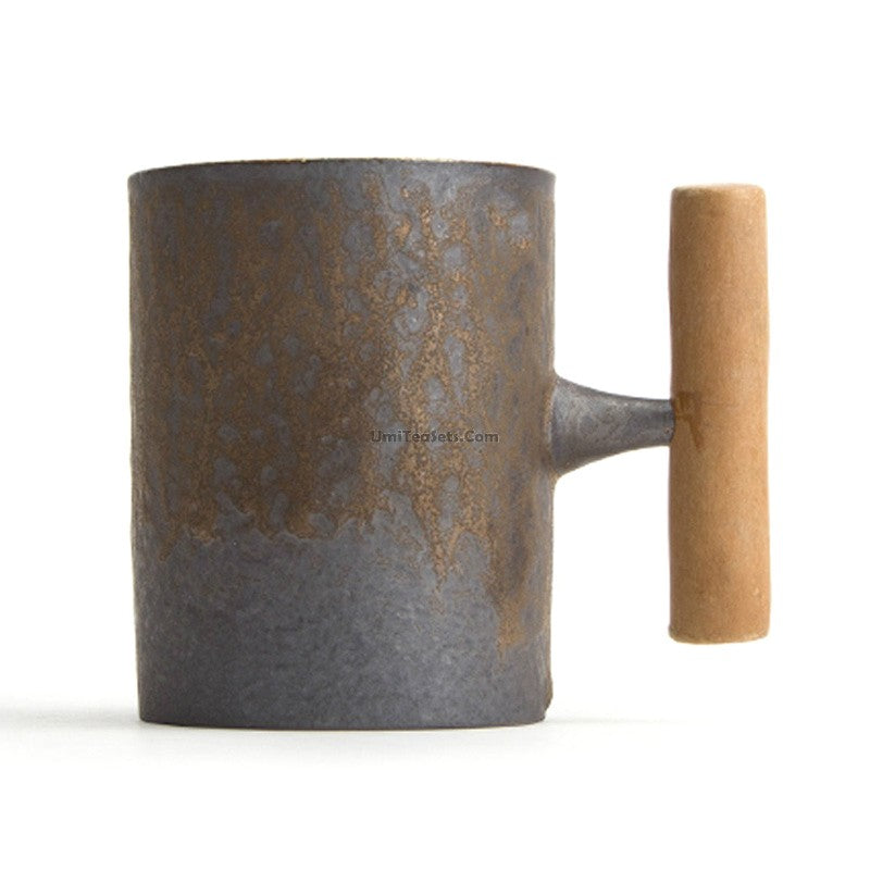 Japanese Coarse Pottery Tea Cup with Handle | Iron Style