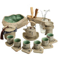 Gongfu Tea Set Coarse Pottery Teapot 6 Cups Strainer Fair Cup