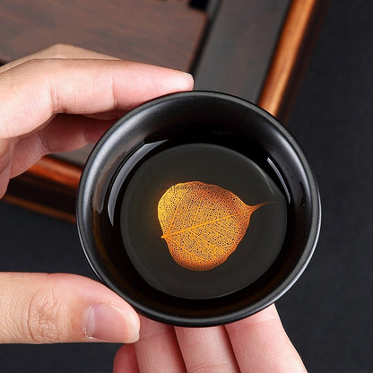 Automatic Gongfu Tea Set Black Ceramic 13-Piece Serves 8