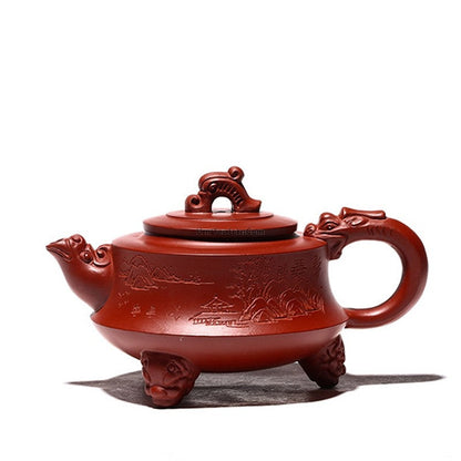 Dragon Teapot Three-Legged Dahongpao Red Clay Yixing 275ml