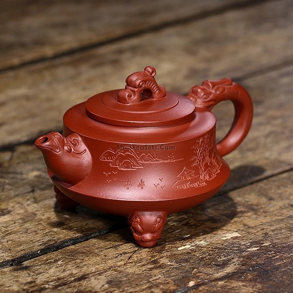 Dragon Teapot Three-Legged Dahongpao Red Clay Yixing 275ml