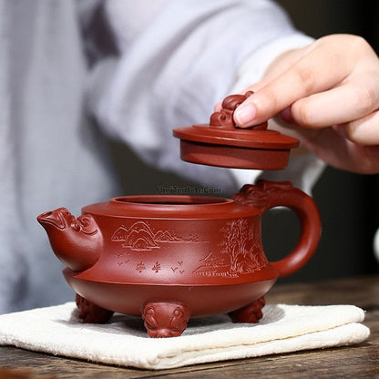 Dragon Teapot Three-Legged Dahongpao Red Clay Yixing 275ml