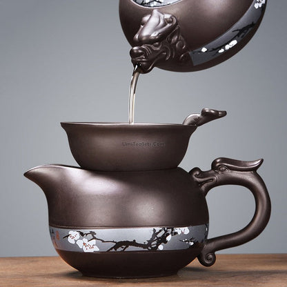 Purple Clay Tea Set Winter Plum Yixing Zisha 12-Piece