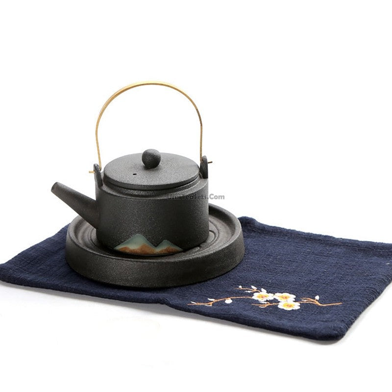 Black Ceramic Tea Set Japanese Zen 11-Piece 220ml