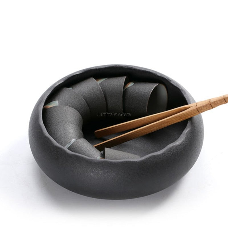 Black Ceramic Tea Set Japanese Zen 11-Piece 220ml