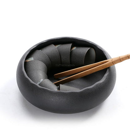 Black Ceramic Tea Set Japanese Zen 11-Piece 220ml