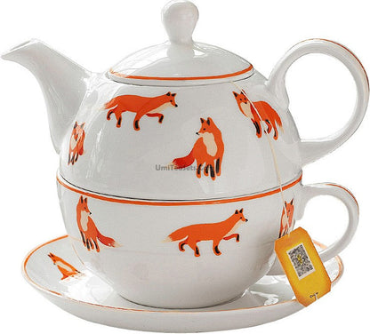 Bone China Tea for One Set Fox Cute Teapot with Infuser