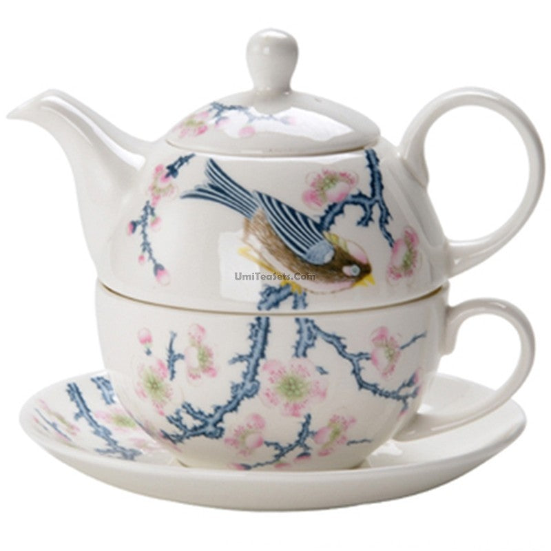 Bone China Tea for One Set | Floral Bird 3-Piece 450ml