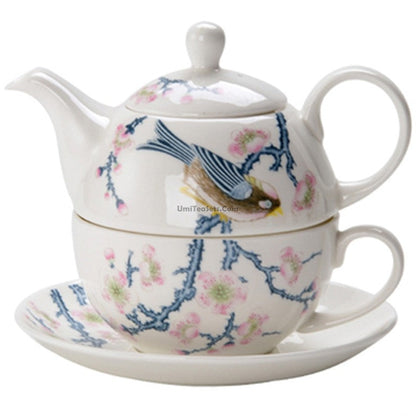 Bone China Tea for One Set | Floral Bird 3-Piece 450ml