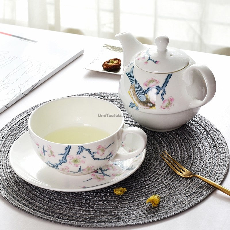 Bone China Tea for One Set | Floral Bird 3-Piece 450ml