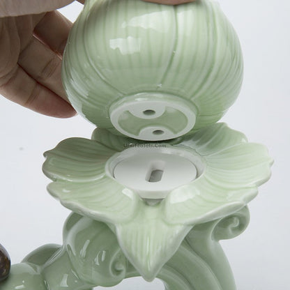 Lotus Automatic Gongfu Tea Set | Jade Porcelain Dehua