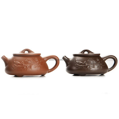Lotus Tea Set Yixing Purple Clay 12-Piece Gaiwan Cups