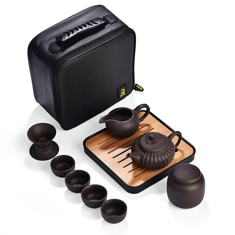 Portable Tea Set Yixing Purple Clay 7-Piece with Travel Bag