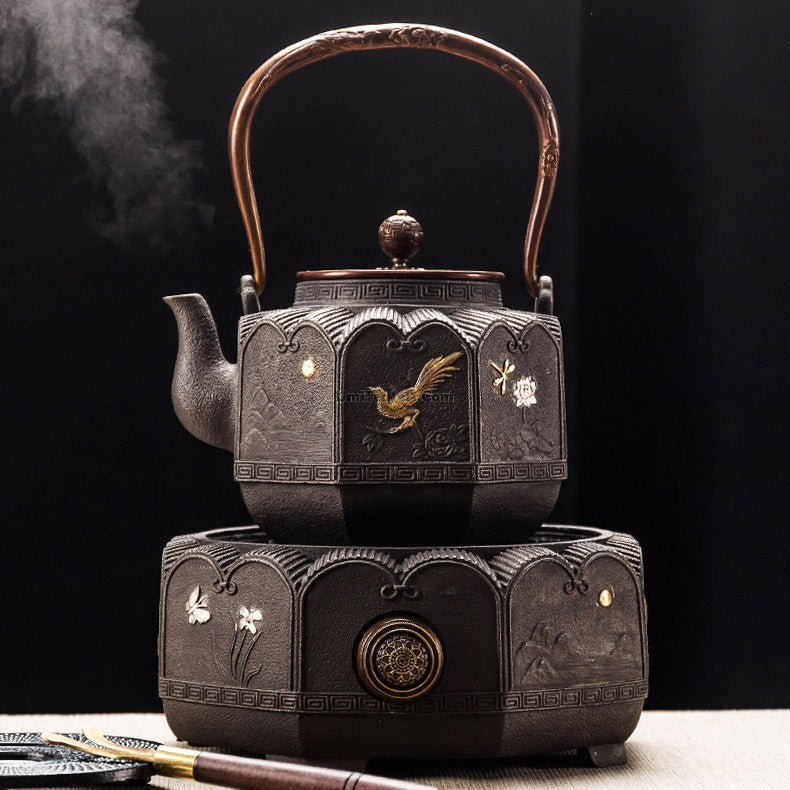 Cast Iron Teapot with Induction Cooker – Octagonal Relief