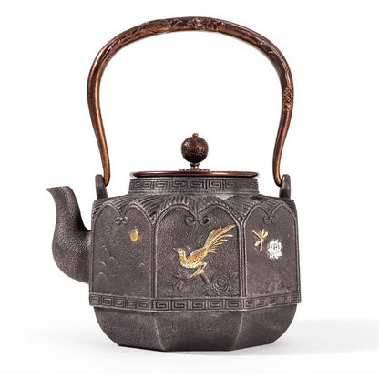 Cast Iron Teapot with Induction Cooker – Octagonal Relief