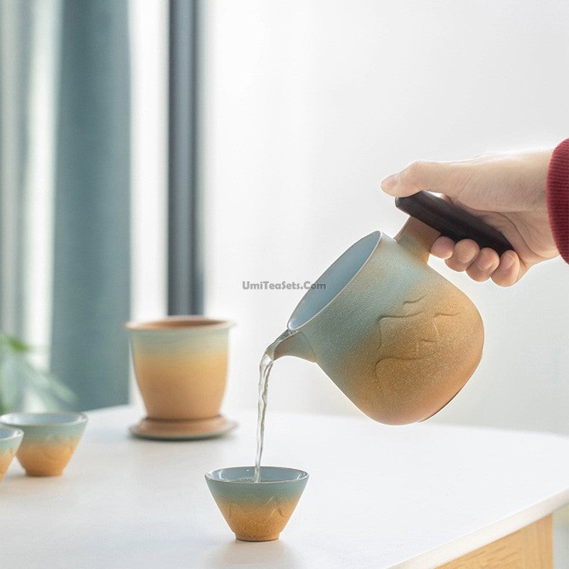 Travel Tea Set Portable Japanese Ceramic Teapot & 4 Cups