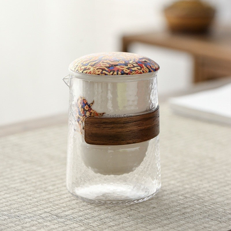 Travel Tea Set Glass Porcelain Teapot 2 Cups Bag