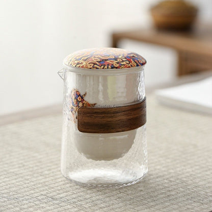Travel Tea Set Glass Porcelain Teapot 2 Cups Bag