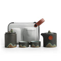 Travel Tea Set Japanese Mountain Sun Coarse Pottery 230ml & Bag
