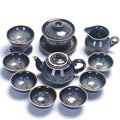 Jian Zhan Tea Set Starry Sky Glaze Teapot 6 Cups Gaiwan