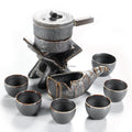 Automatic Stone Mill Tea Set Dehua Mineral Clay 10-Piece