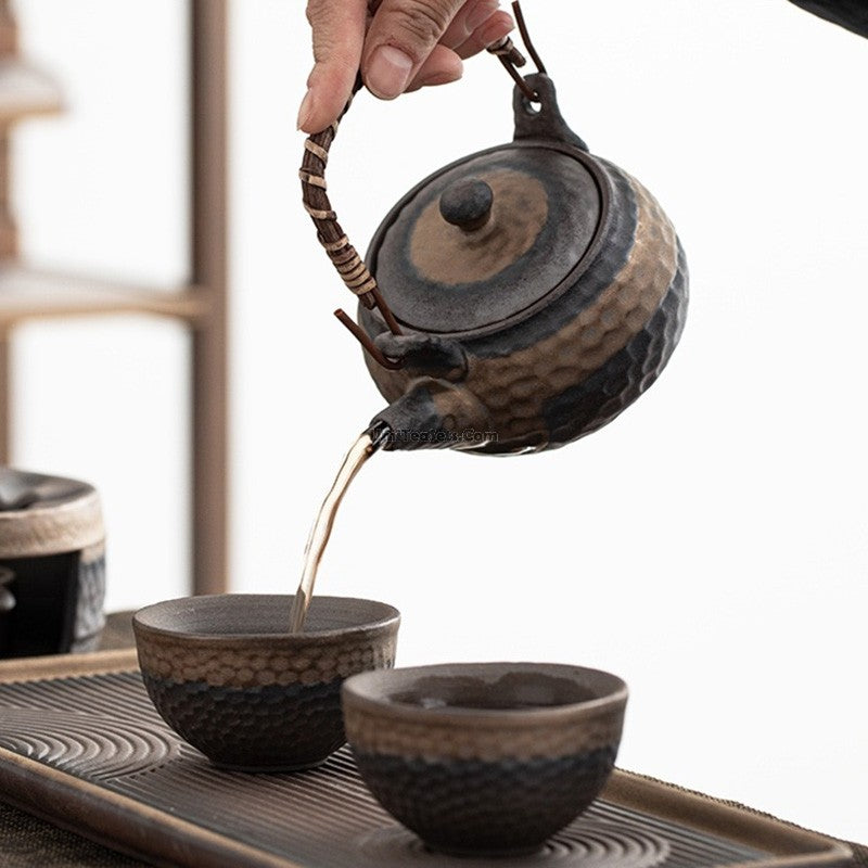 Wabi-Sabi Tea Set Japanese Pottery Teapot Tray & Warmer 5-Piece