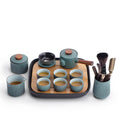 Japanese Tea Set Cyan Stone Glaze 13-Piece Gongfu Ceremony