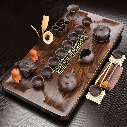 Gongfu Tea Set Purple Clay Complete with Ebony Tea Tray