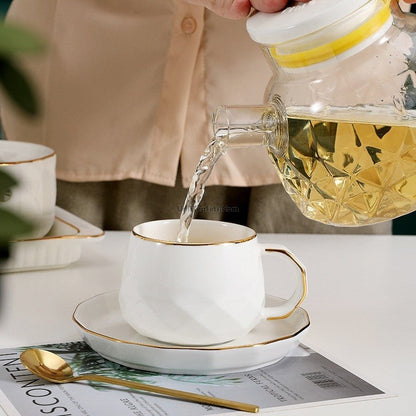 English Afternoon Tea Set for 6 with Glass Teapot