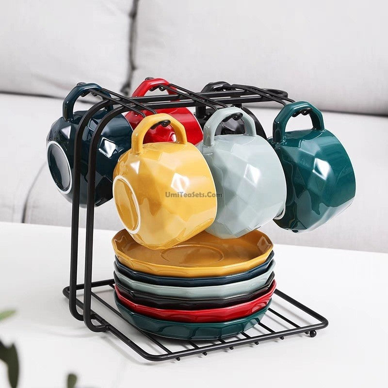 Afternoon Tea Set with Warmer – Glass Teapot & 6 Ceramic Cups
