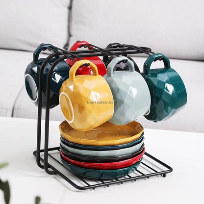 Afternoon Tea Set with Warmer – Glass Teapot & 6 Ceramic Cups