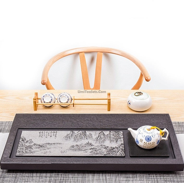 Gongfu Tea Tray | Black Stone Landscape Natural Texture