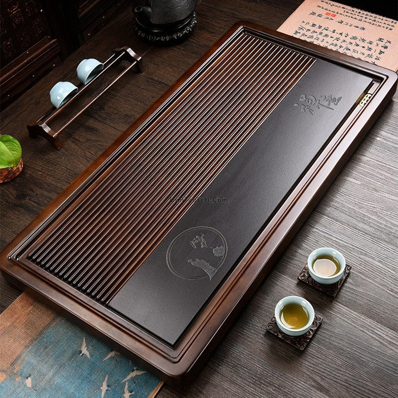 Bamboo Tea Tray Gongfu Tea Board with Drainage 70x30cm