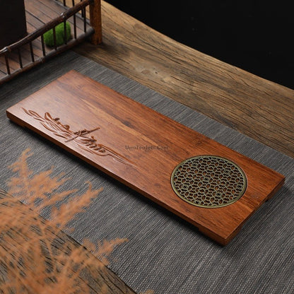 Gongfu Tea Tray | Wood & Copper Drainage Tea Board