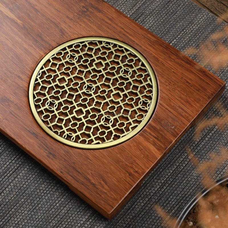 Gongfu Tea Tray | Wood & Copper Drainage Tea Board