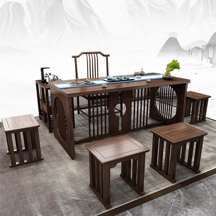 Gongfu Tea Table Sassafras Wood Set with Chairs
