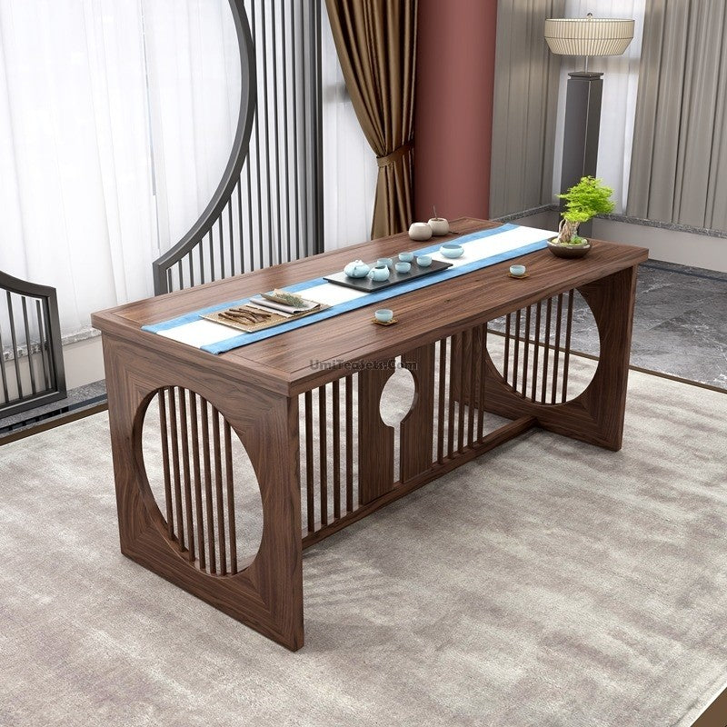 Gongfu Tea Table Sassafras Wood Set with Chairs